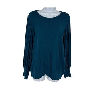 Chicos Teal Blue Scoop Neck Long Sleeve Pullover Sweater Women's Size 3 US XL